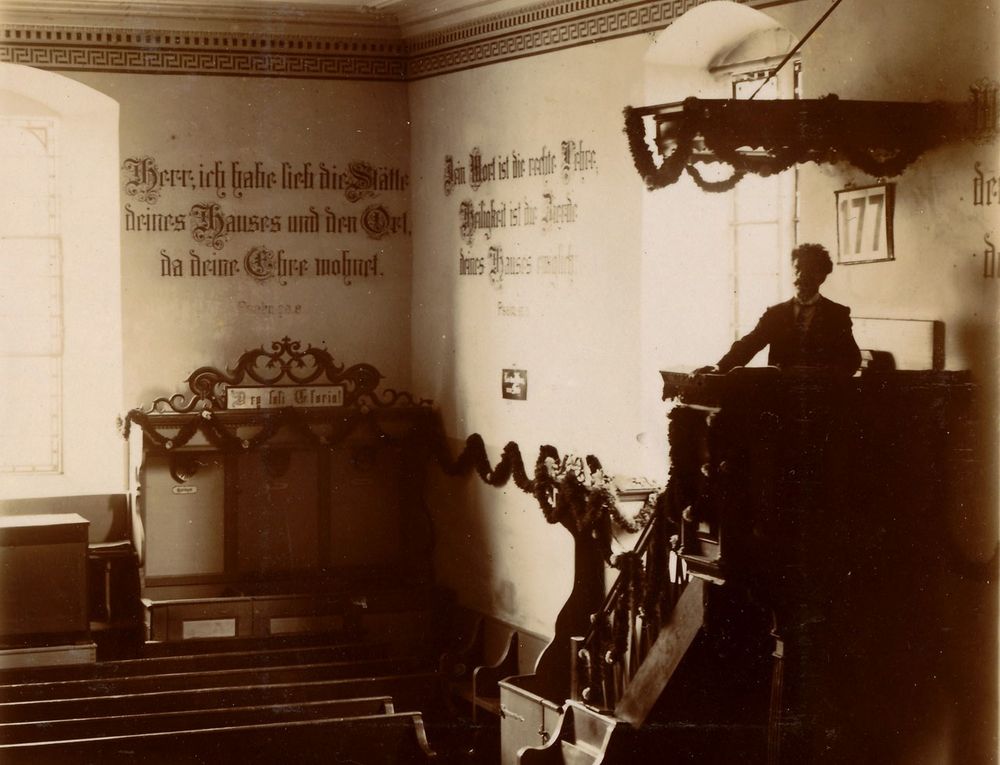 Kirche St. Blasius Ziefen, Historische Innenaufnahme, ca. 1910