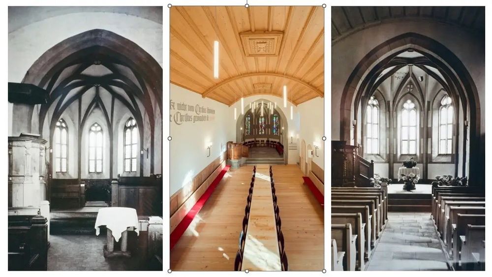 Kirche Felsberg, Innenraum, verschiedene Ansichten