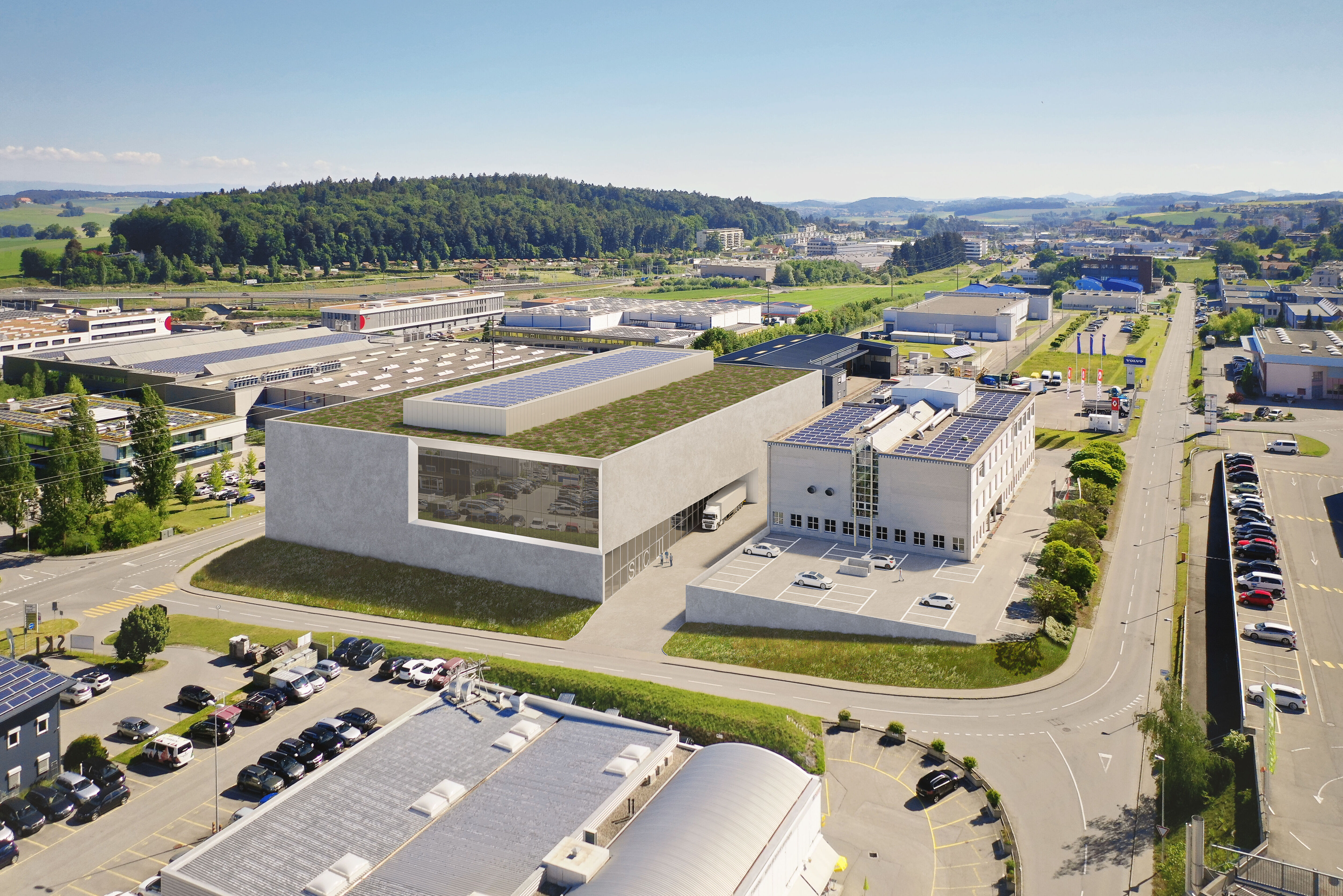 Visualisation du futur centre de stockage interinstitutionnel cantonal (SIC) à Givisiez
