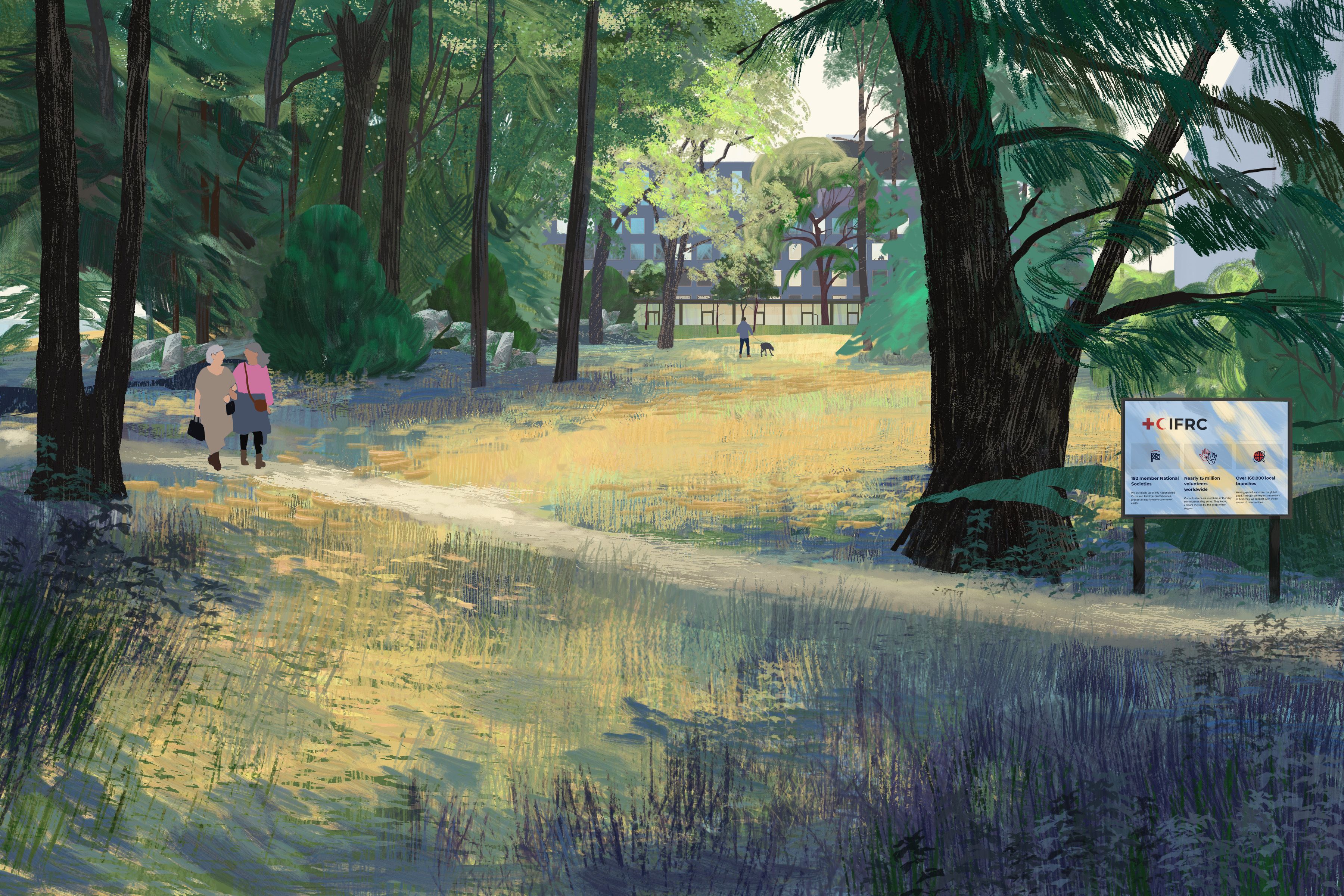 Esquisse du cheminement dans le futur parc