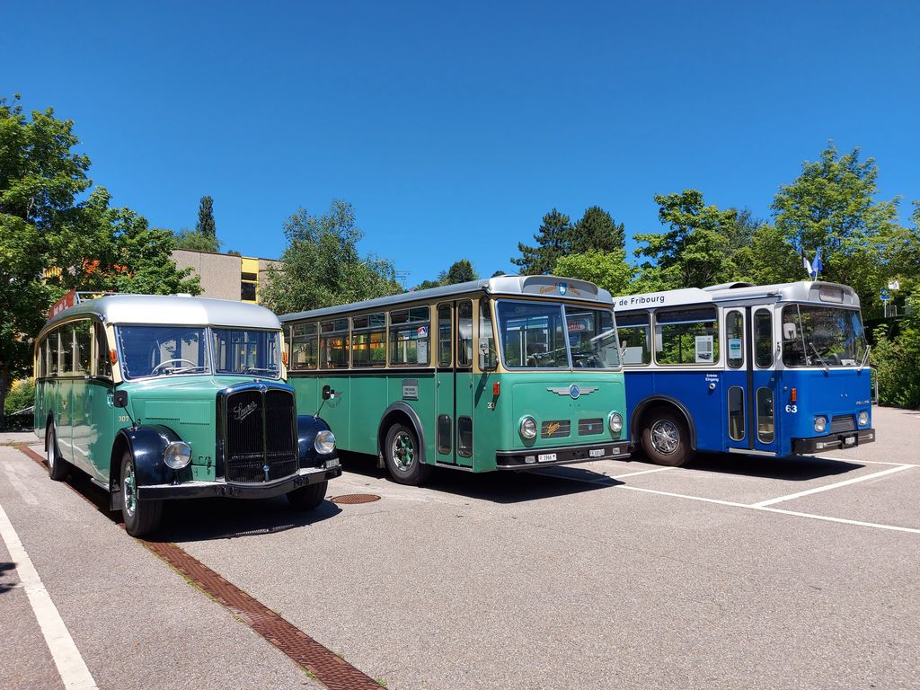 Véhicules historiques des TPF et du Club du Tramway de Fribourg