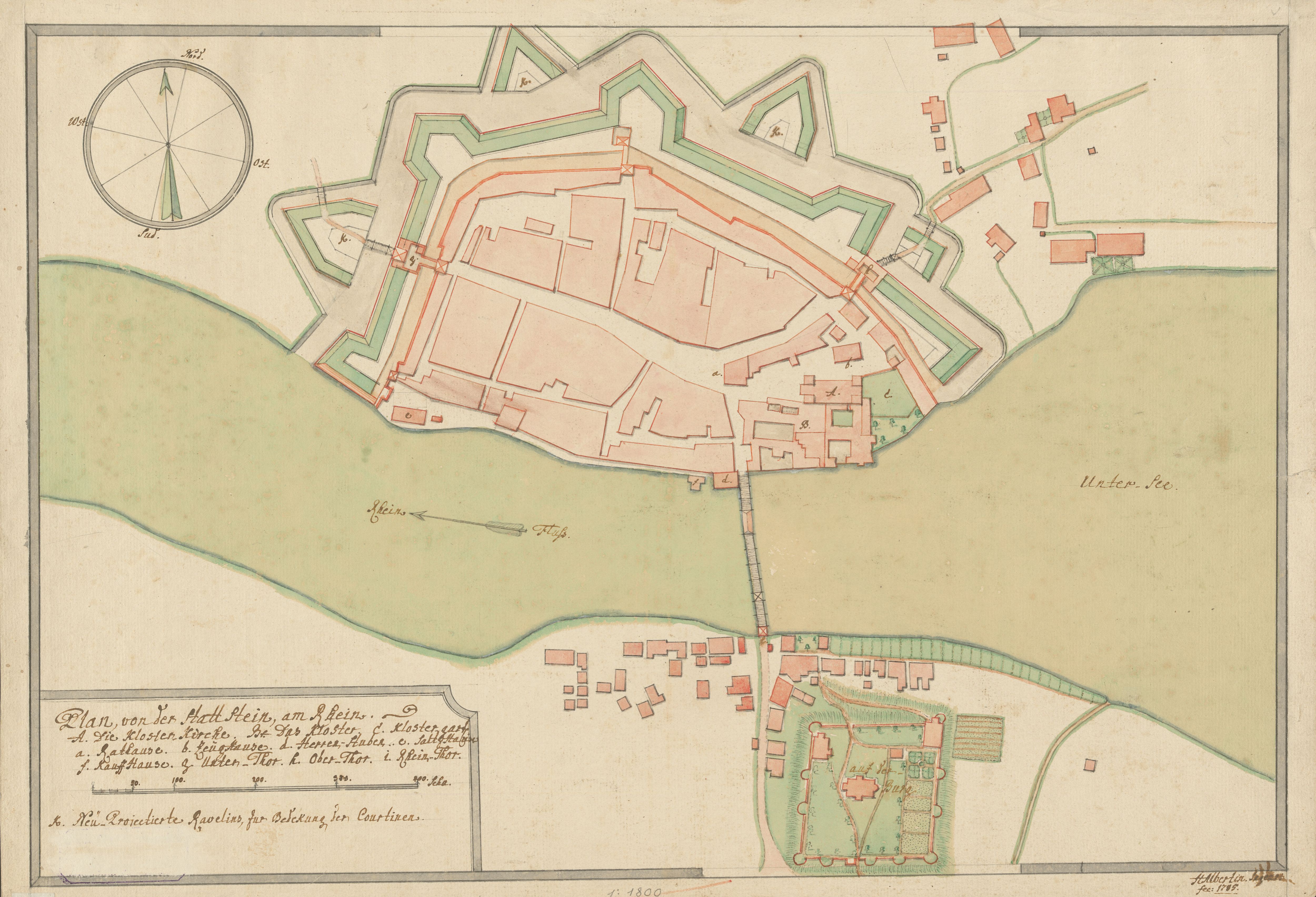 Plan von der Statt Stein am Rhein / H. Albertin Ingen., 1785
