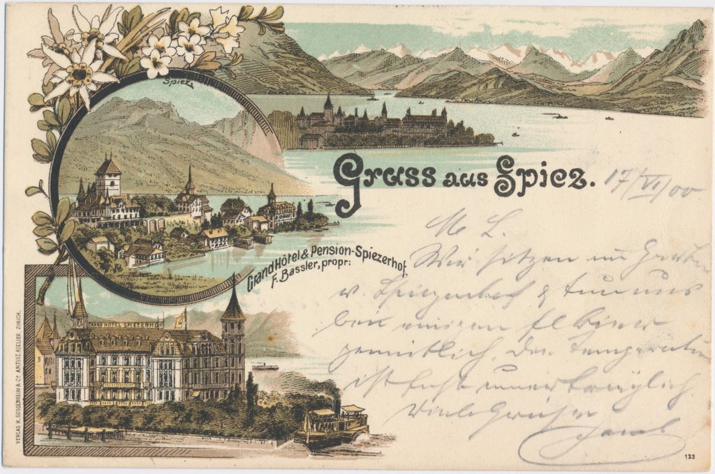 Ansichtskarte «Gruss aus Spiez», um 1900