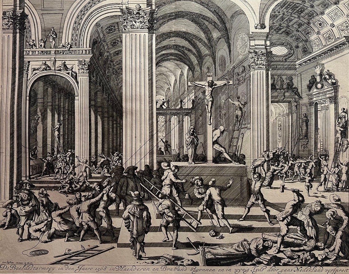 Jan Luyken, "L'iconoclasme des années 1568", 1679, gravure, 27 x 34.7, MIR, Genève.