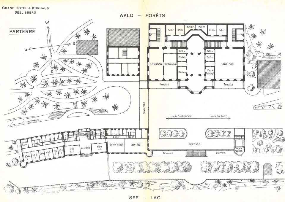 Seelisberg, Hotel Sonnenberg, Plan der historischen Anlage